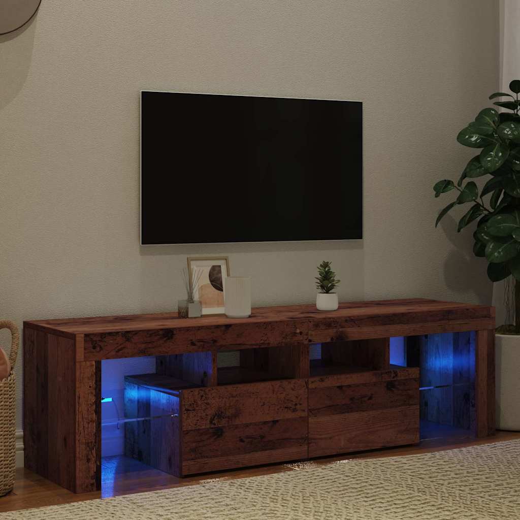 Móvel de TV com luzes LED derivados de madeira madeira velha
