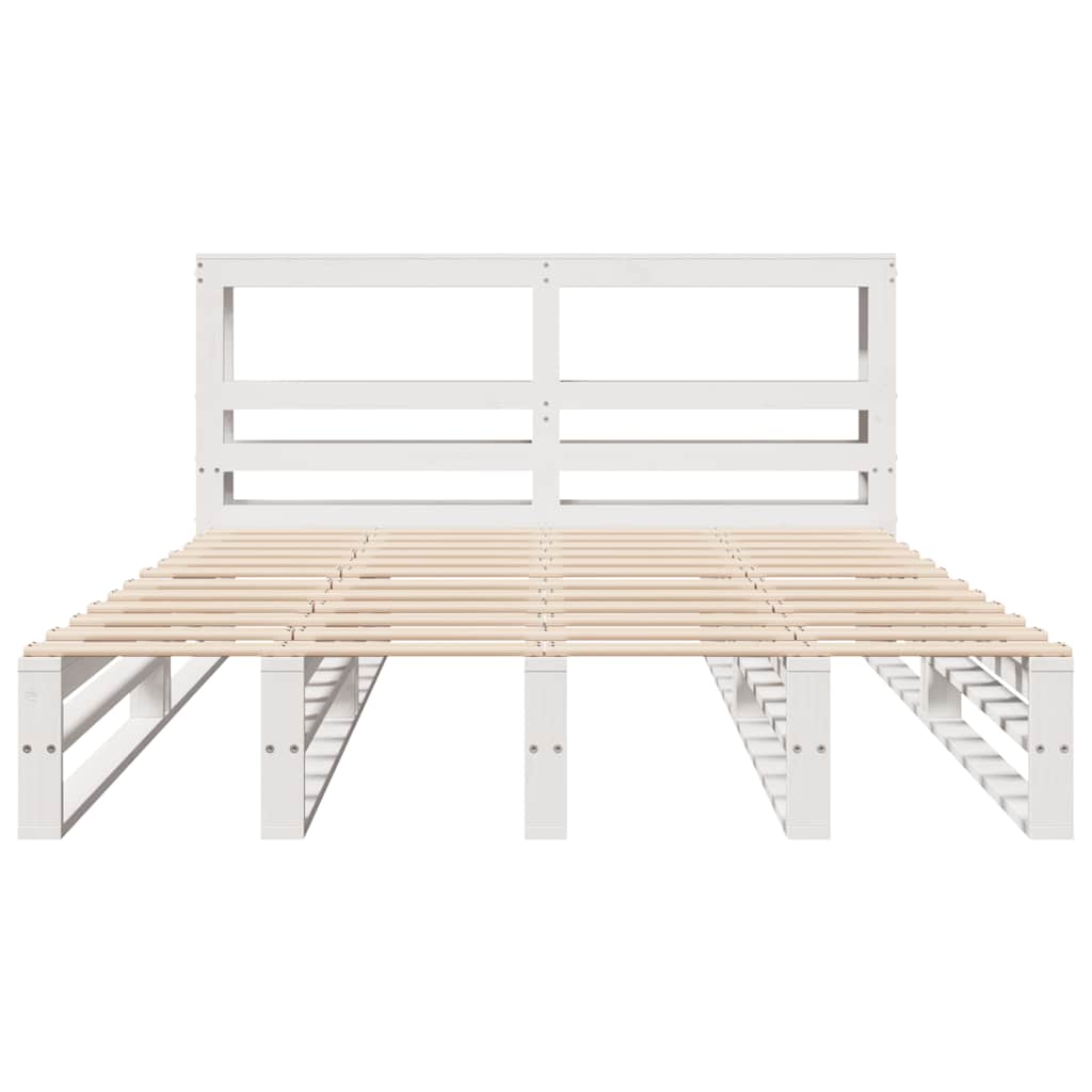 Cama sem colchão 150x200 cm madeira de pinho maciça branco