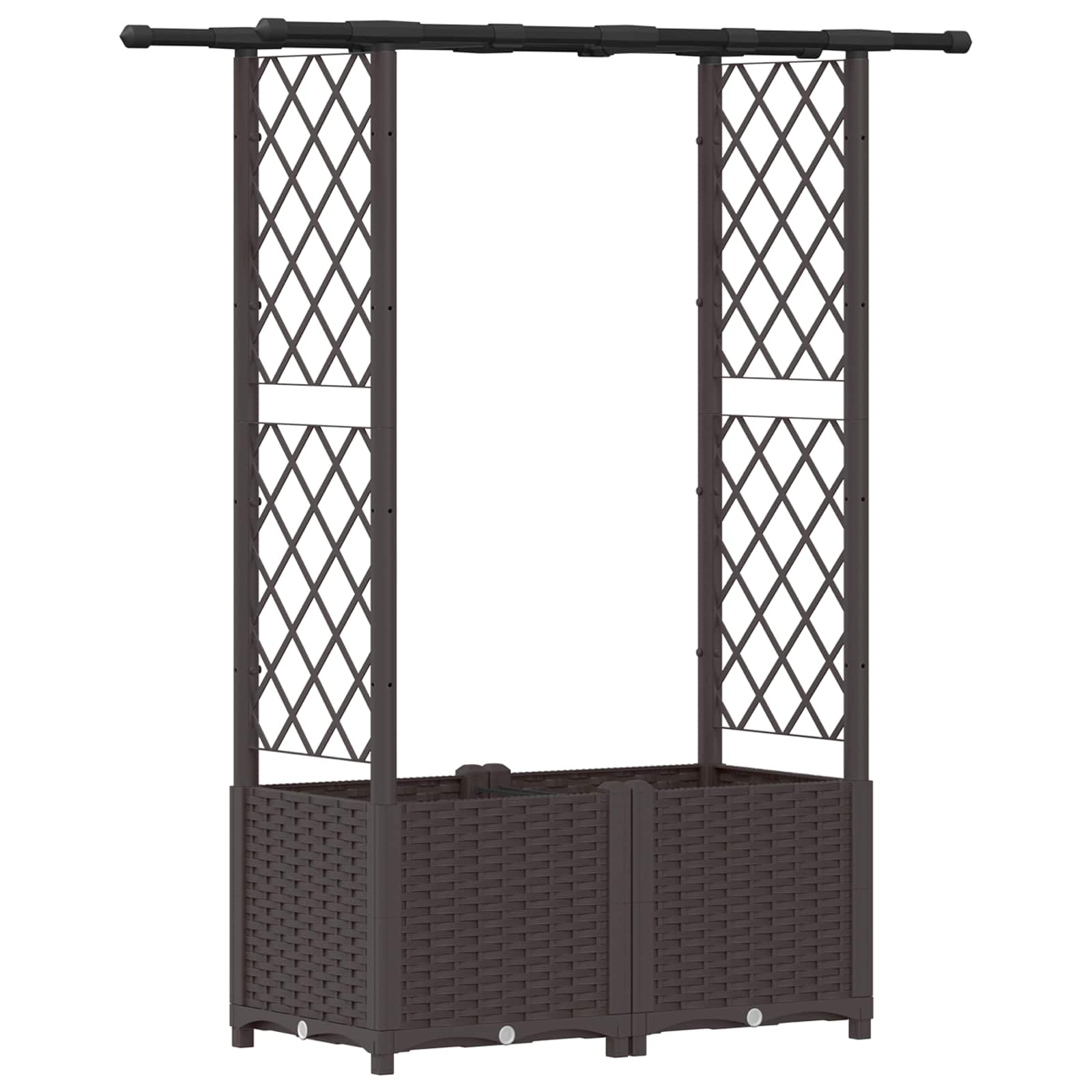 Cama elevada com treliça e telhado castanho 124,5 x 40 x 136 cm