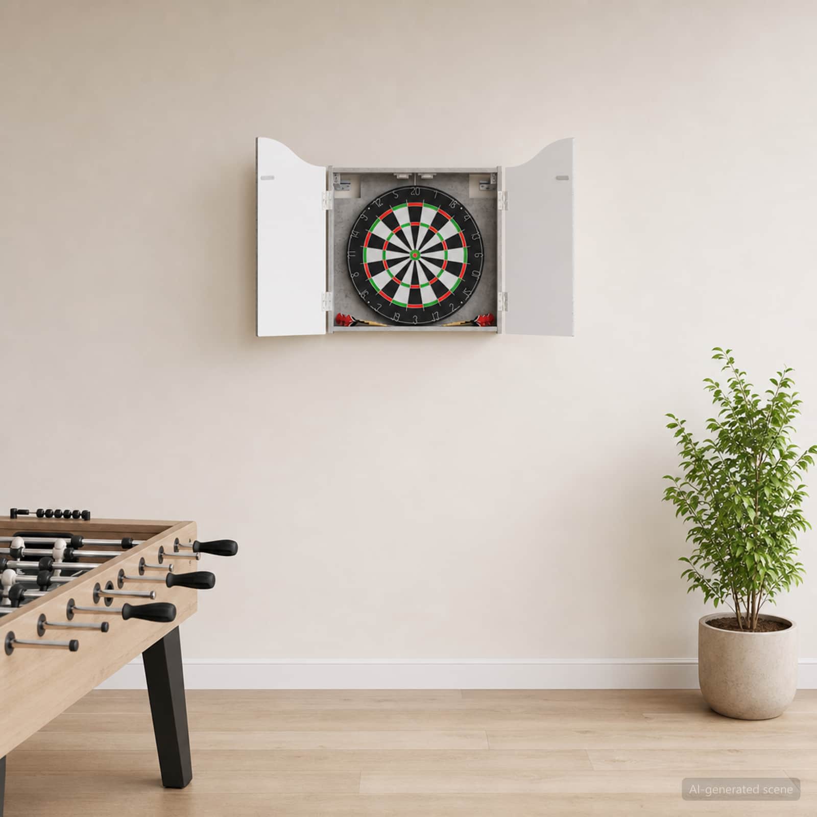 Armário para dartboard cinzento cimento 56 x 12 x 63 cm