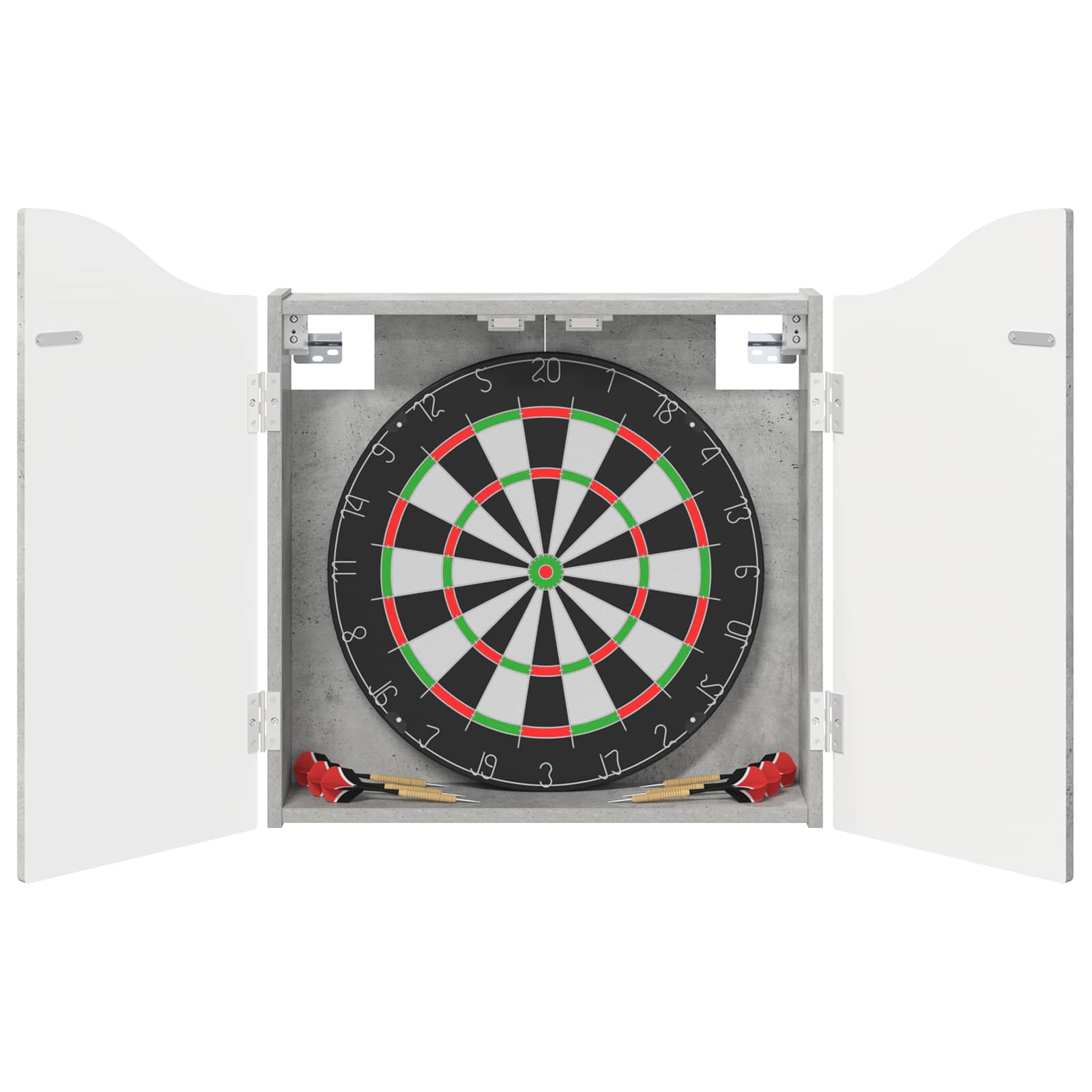 Armário para dartboard cinzento cimento 56 x 12 x 63 cm