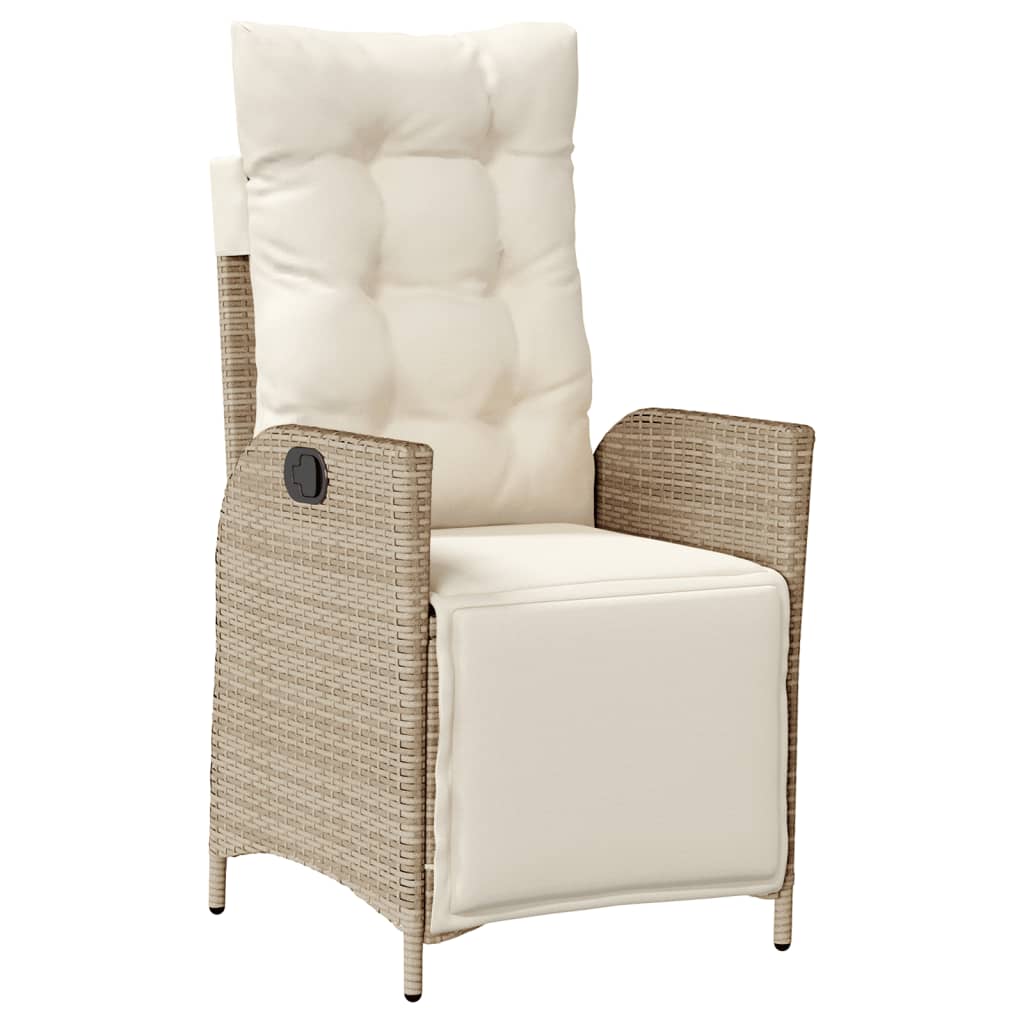3 Pcs conjunto bistrô com almofadões vime PE bege