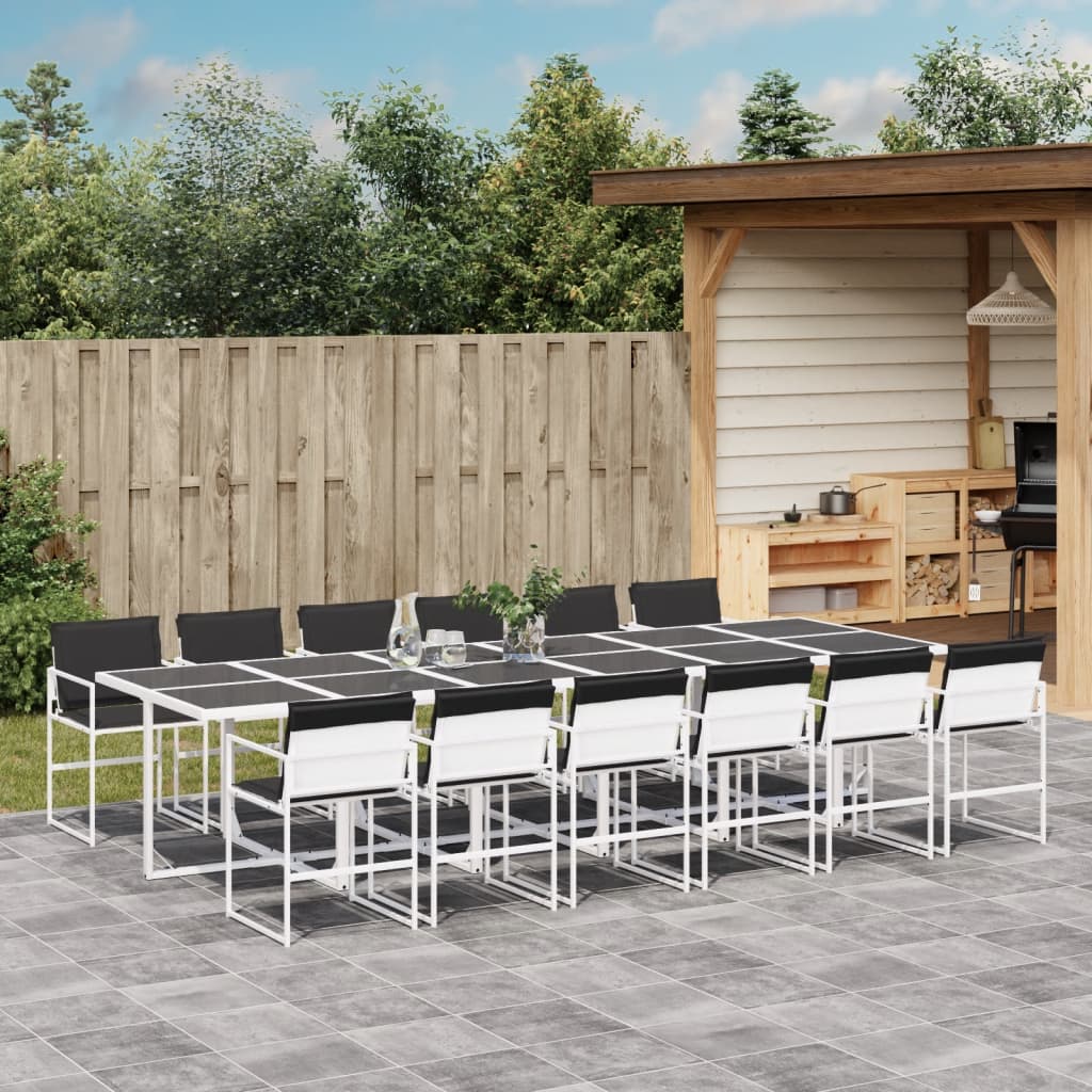 13 Pcs conj. de jantar p/ jardim c/ almofadões textilene branco