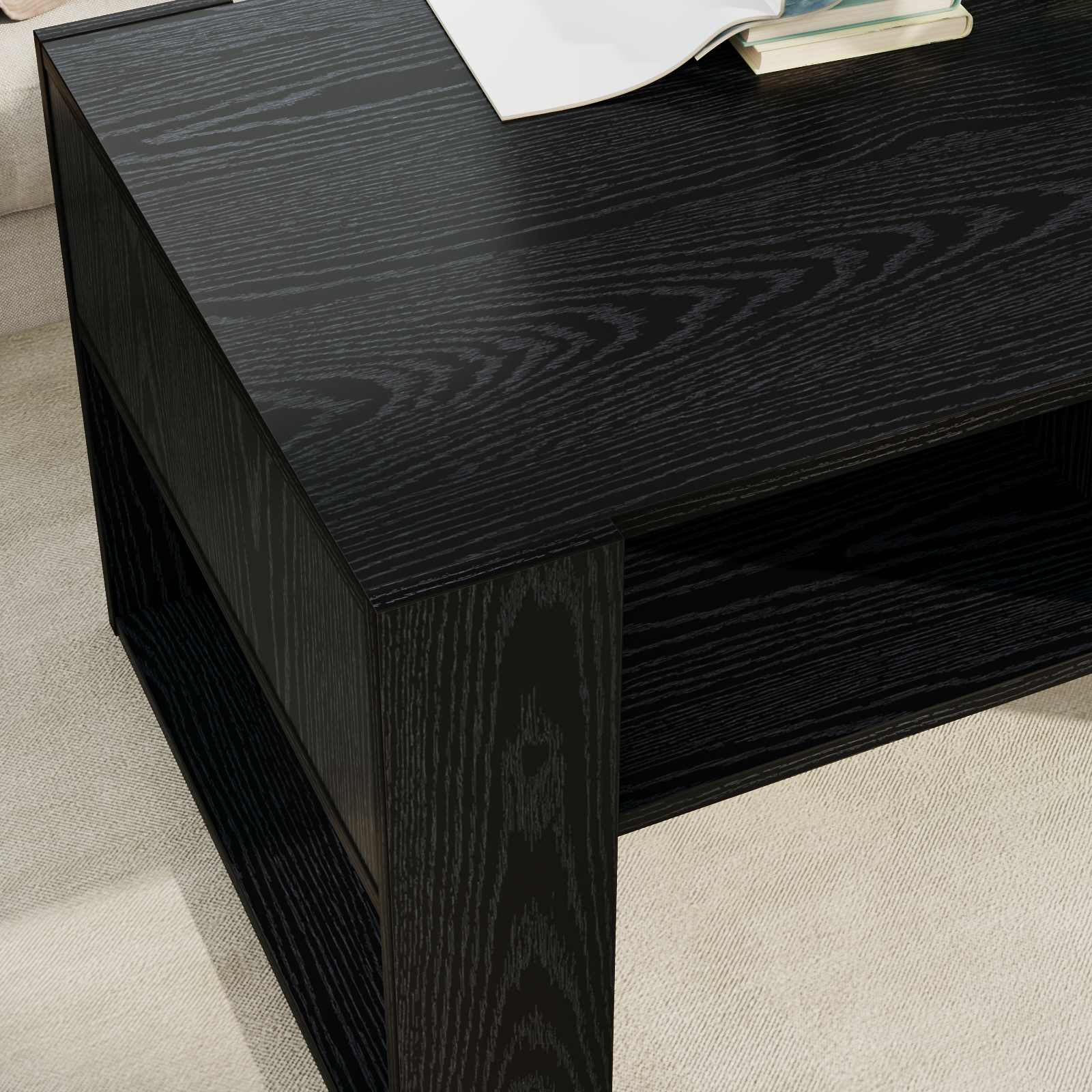 Mesa de centro carvalho preto 92 x 53 x 45 cm