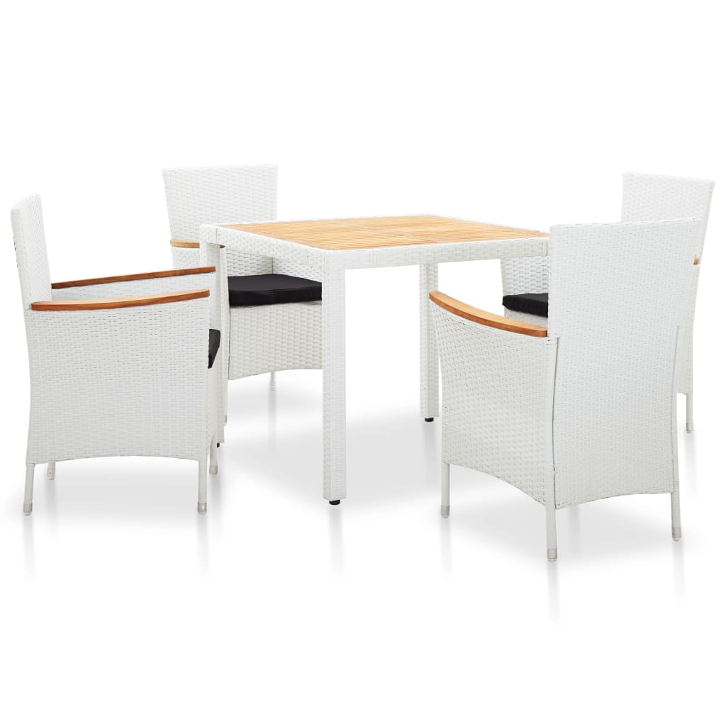 5 Pcs conjunto de jantar para exterior vime PE branco
