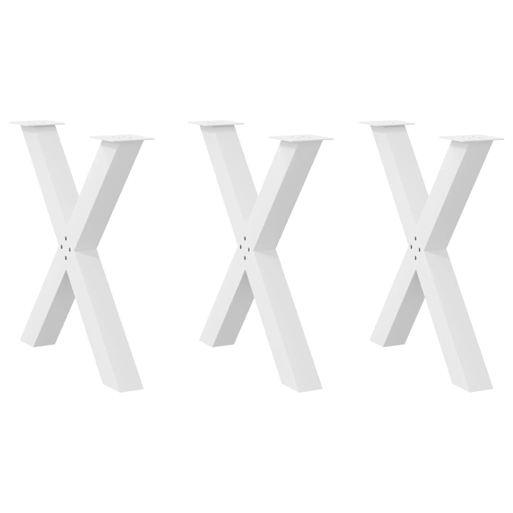 Pés para mesa de jantar em formato de x, 3 peças, branco, 70x(72-73) cm, aço