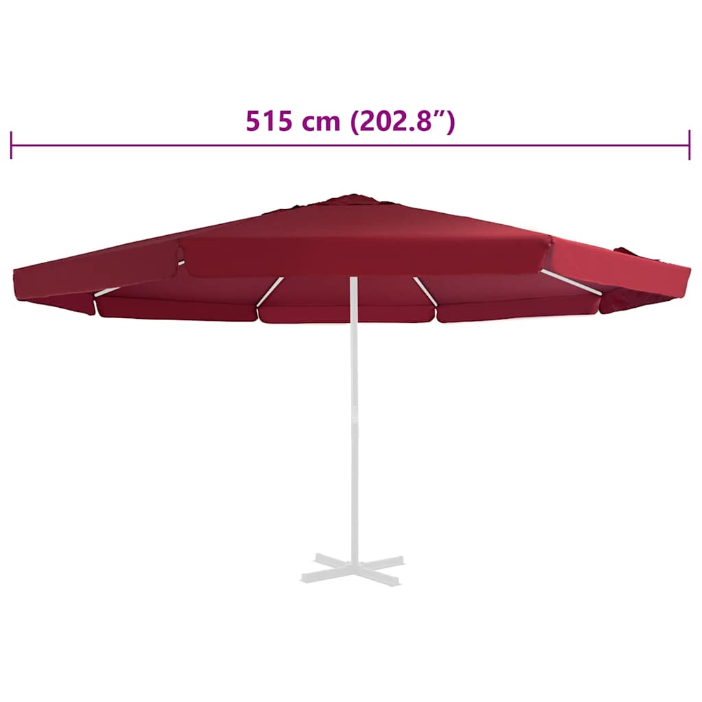Tecido de substituição p/ guarda-sol exterior 515 cm bordô