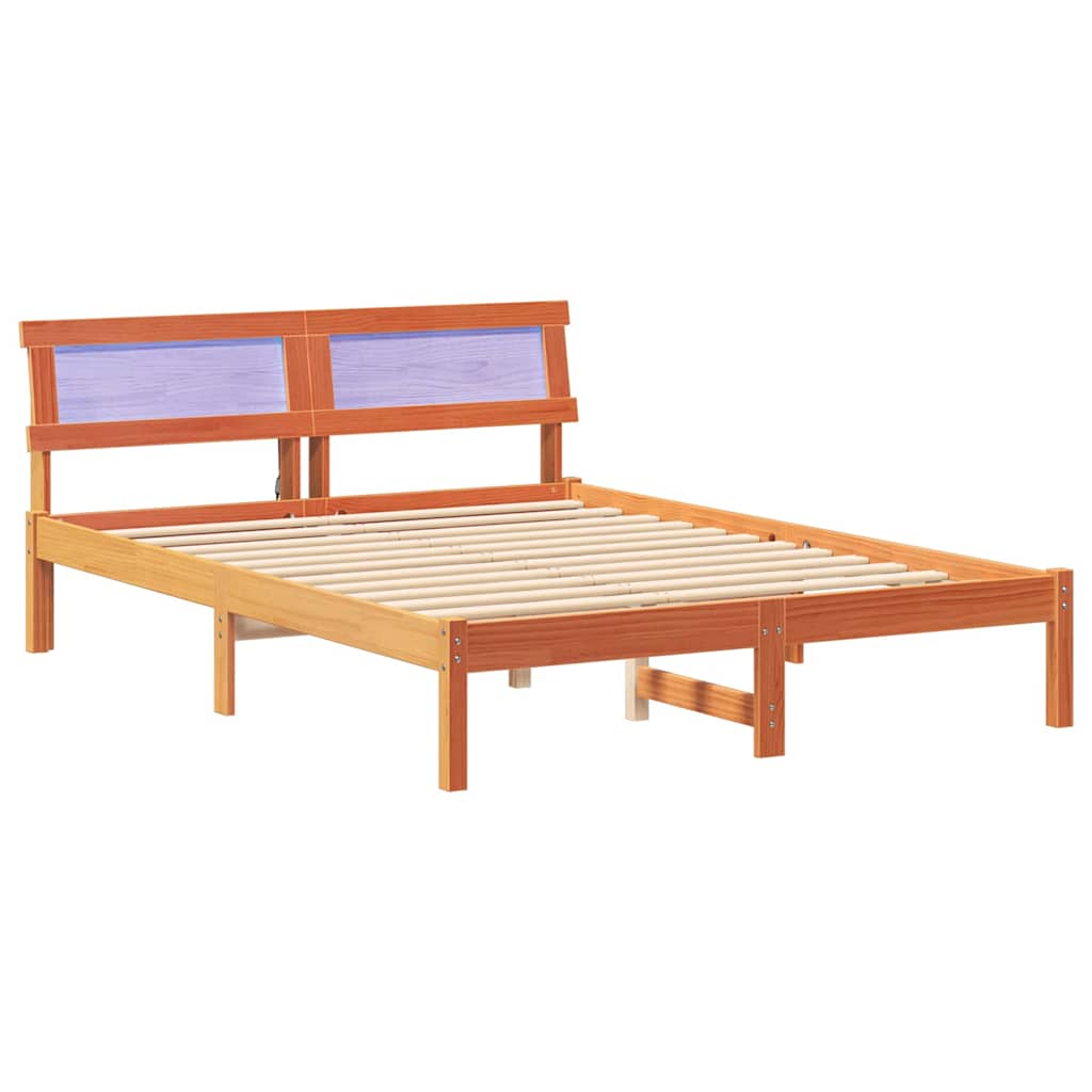 Estrutura da cama com cabeceira marrom cera 120 x 200 cm