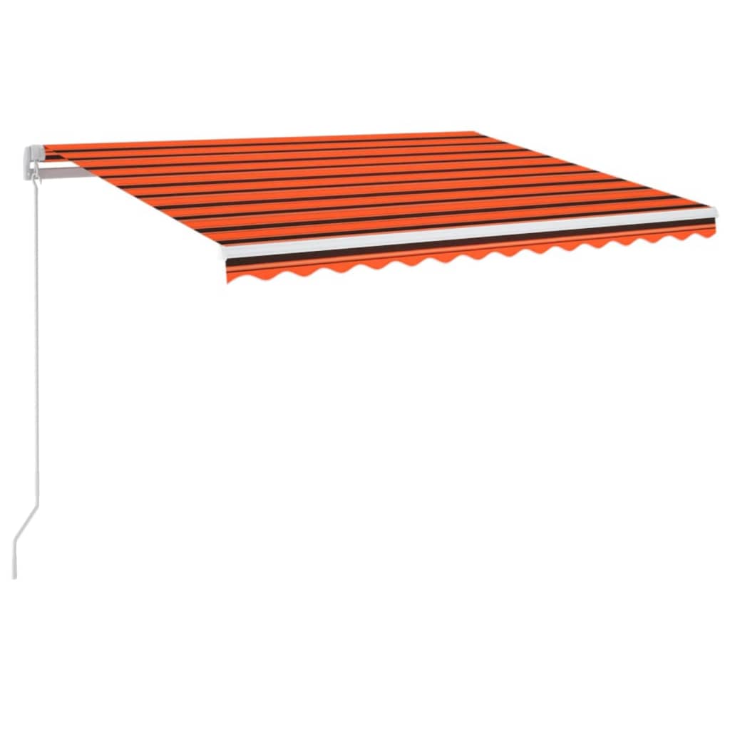 Toldo retrátil manual com LED 350x250 cm laranja e castanho