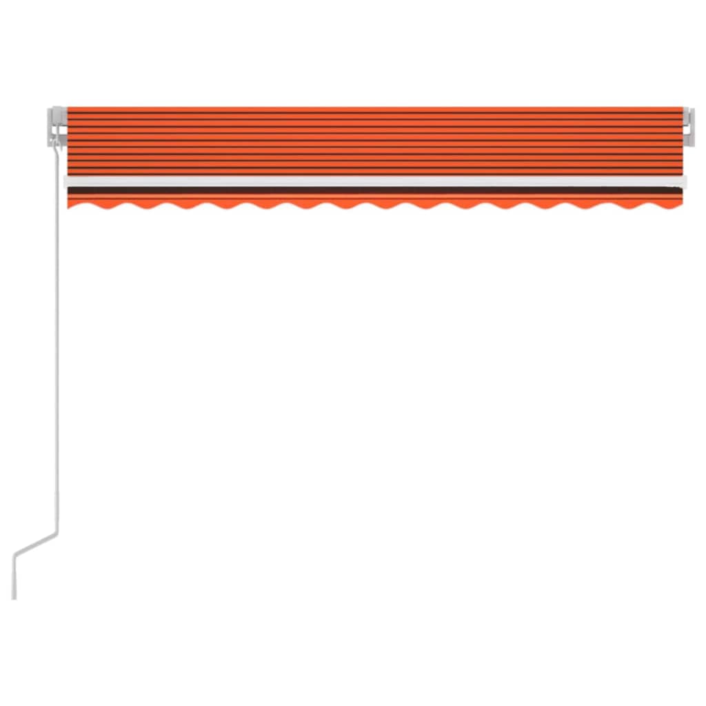 Toldo retrátil manual com LED 350x250 cm laranja e castanho