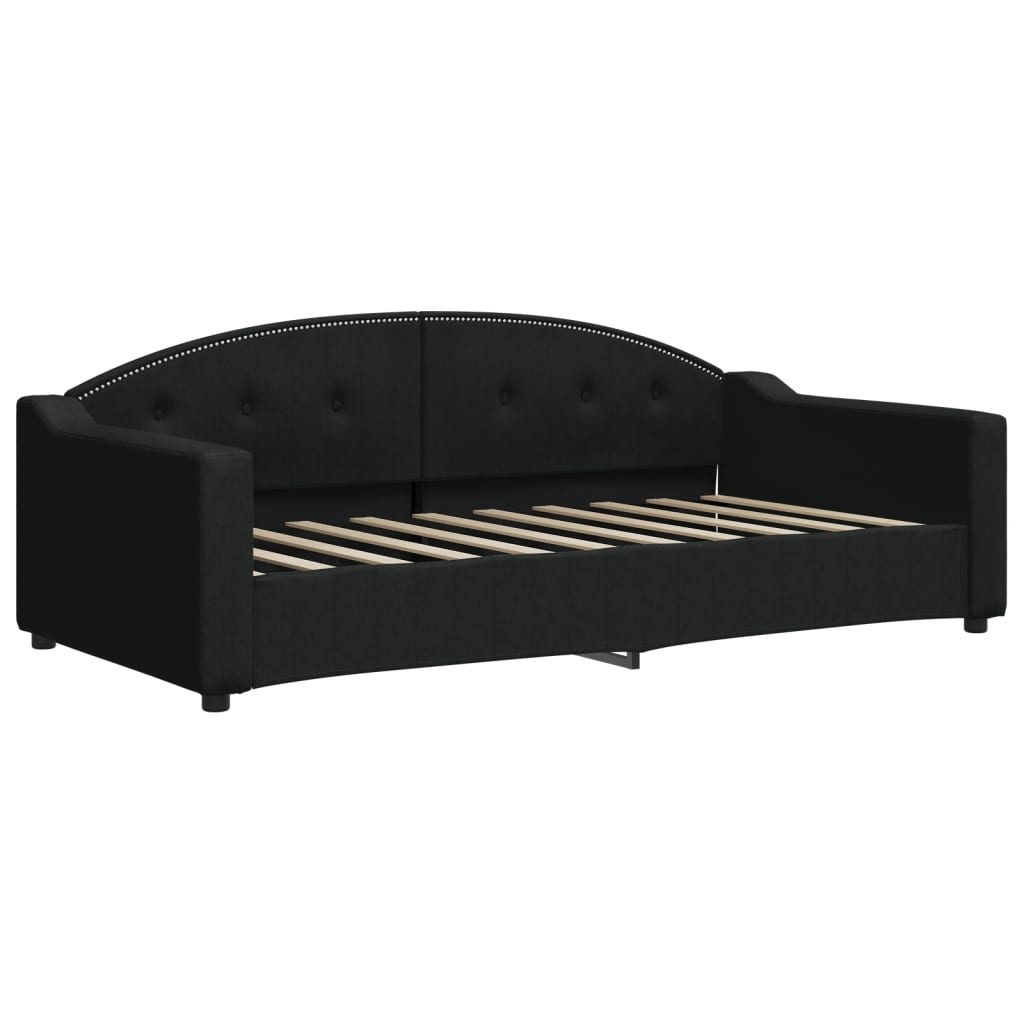 Sofá-cama com gavetão e gavetas 90x190 cm tecido preto