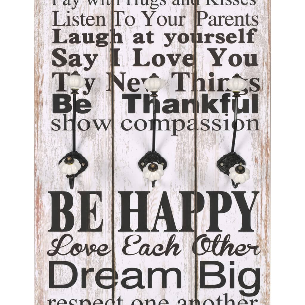 Bengaleiro de parede com 6 ganchos 120x40 cm family rules