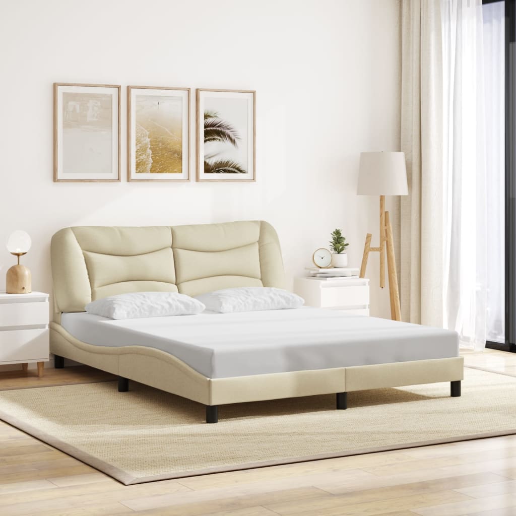 Estrutura de cama com LED sem colchão hvar 160x200 cm tecido creme