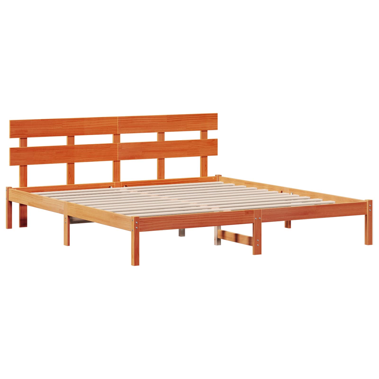 Estrutura da cama castanho 200 x 200 cm madeira de pinho maciça