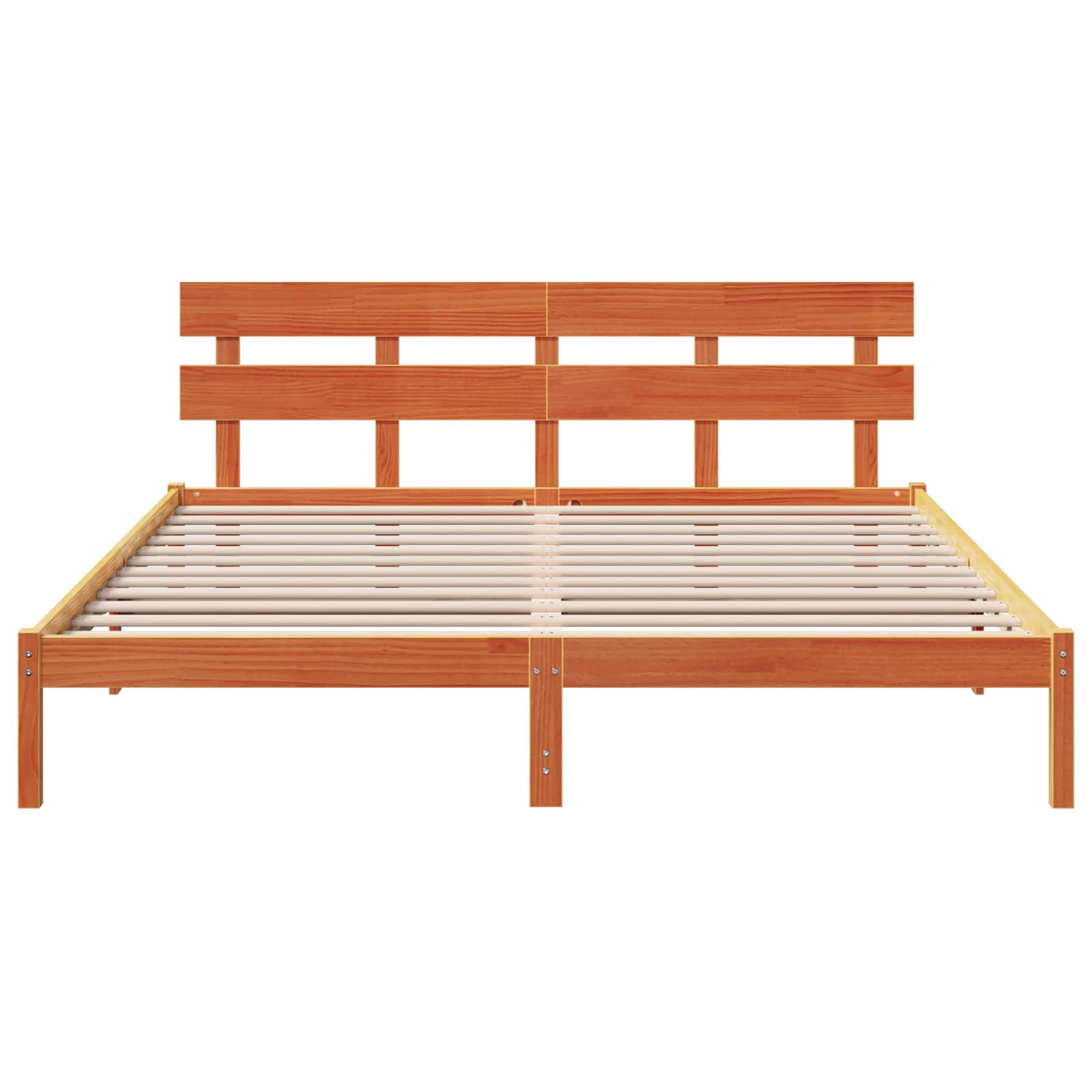 Estrutura da cama castanho 200 x 200 cm madeira de pinho maciça