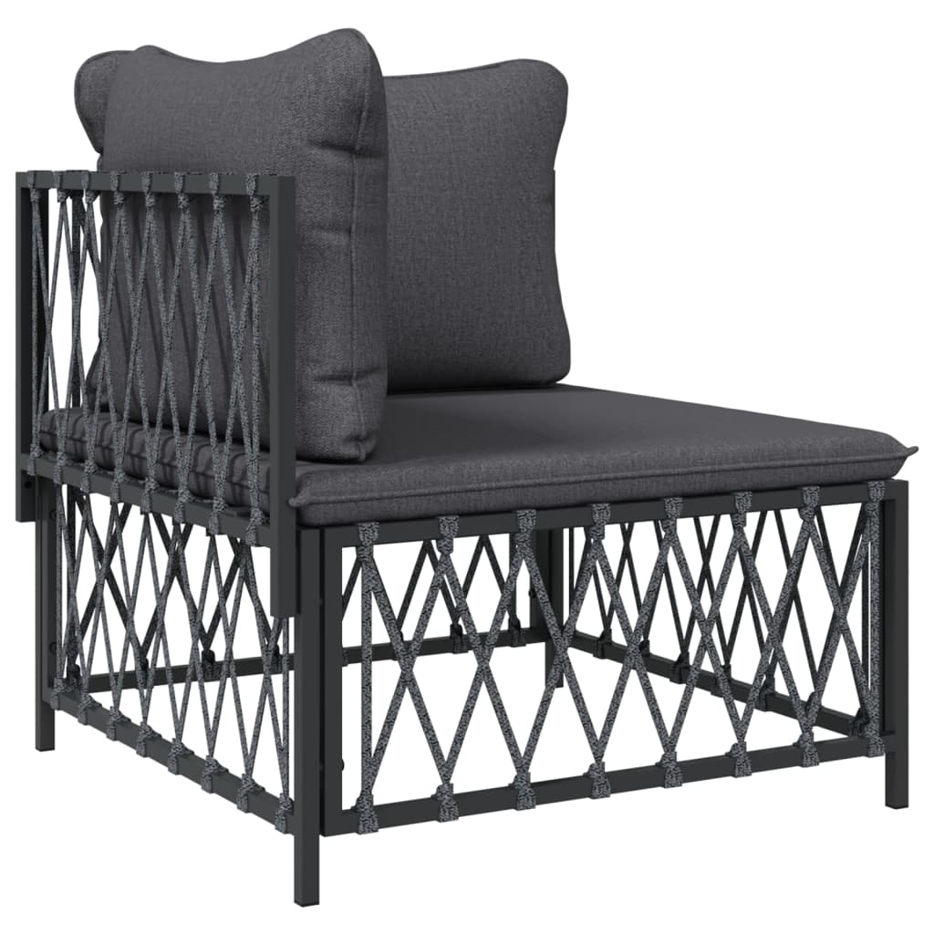 4 Pcs conjunto lounge de jardim com almofadões aço antracite