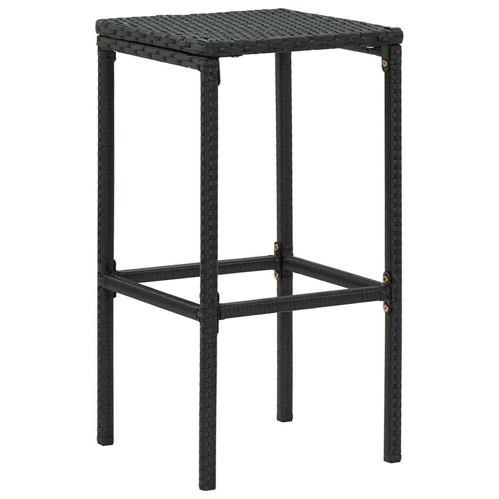 Bancos de bar com almofadões 6 pcs vime PE preto