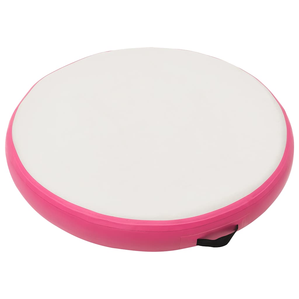 Tapete de ginástica insuflável com bomba 100x100x10 cm PVC rosa