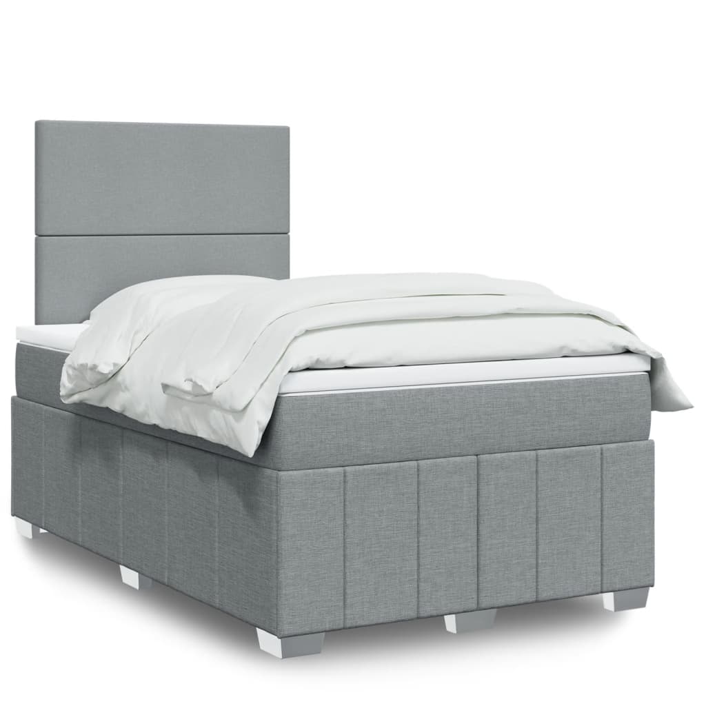 Cama boxspring com colchão 120x190 cm tecido cinzento-claro