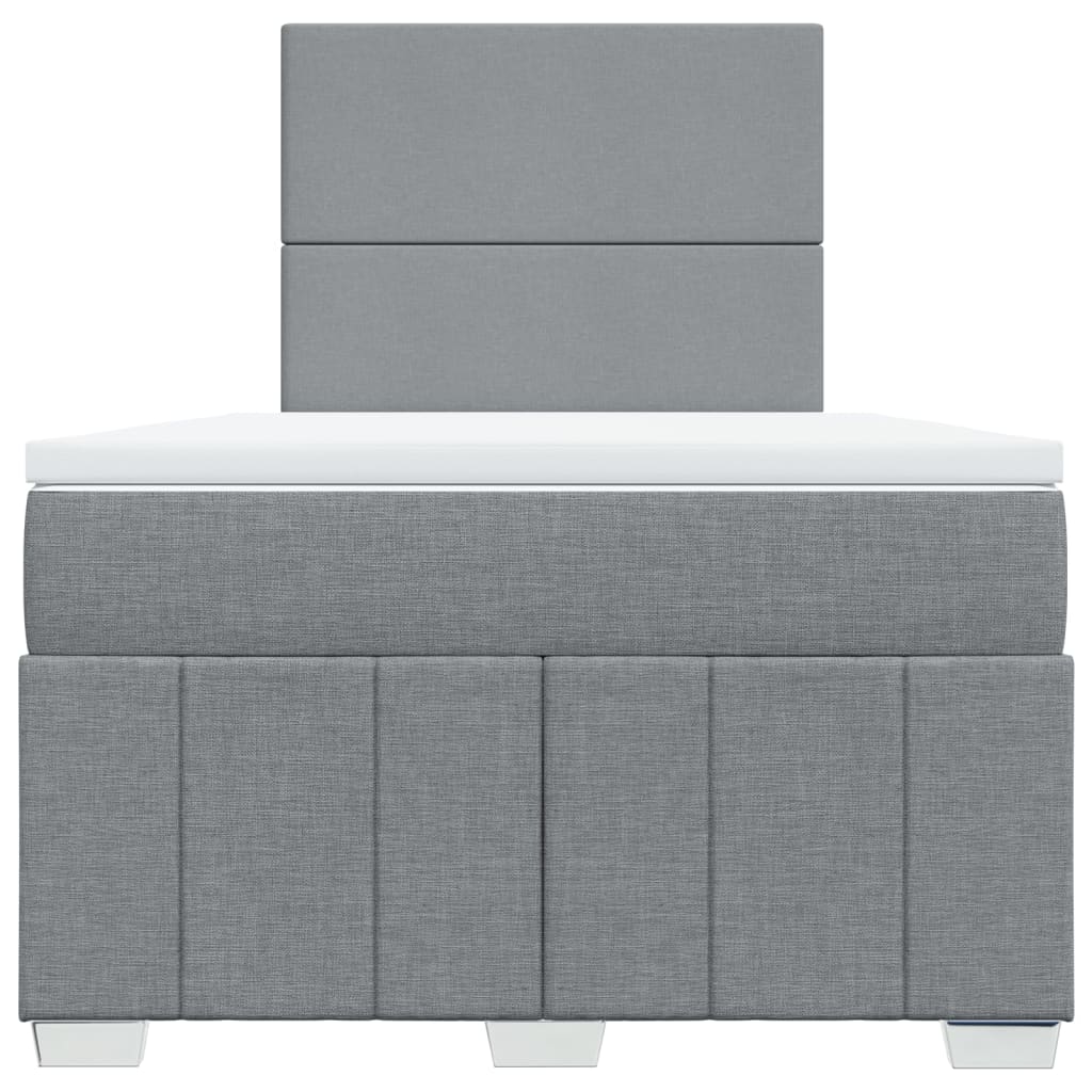Cama boxspring com colchão 120x190 cm tecido cinzento-claro