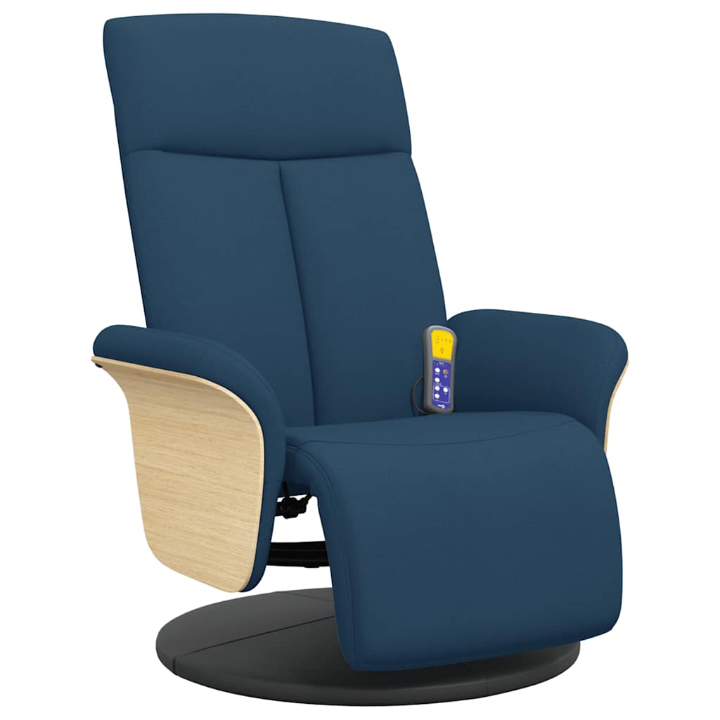 Cadeira de massagens reclinável c/ apoio de pés tecido azul