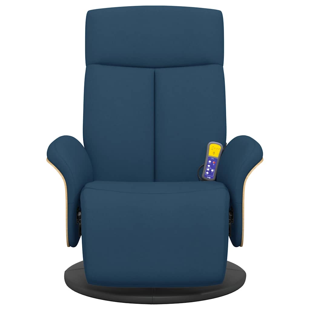 Cadeira de massagens reclinável c/ apoio de pés tecido azul