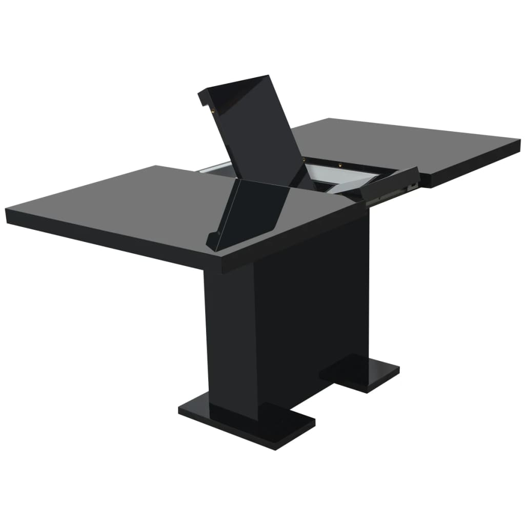 Mesa de jantar extensível preto brilhante