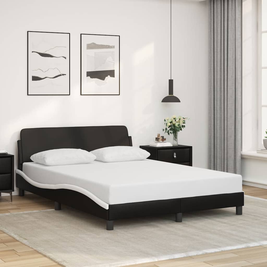 Estrutura de cama dover couro artif. 140x190cm preto/branco