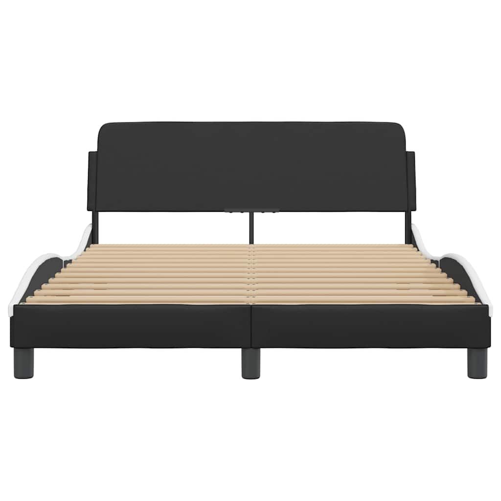 Estrutura de cama dover couro artif. 140x190cm preto/branco