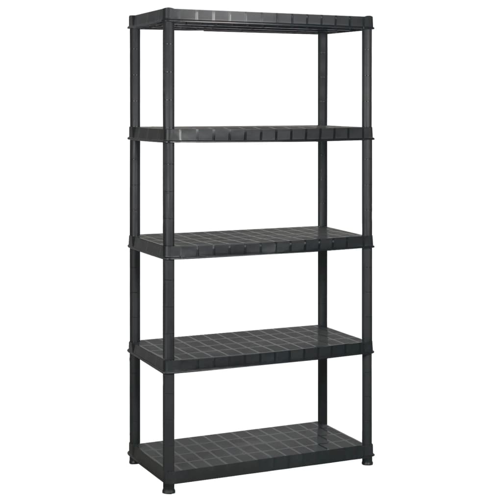 Unidade com 5 prateleiras 340x40x185 cm plástico preto