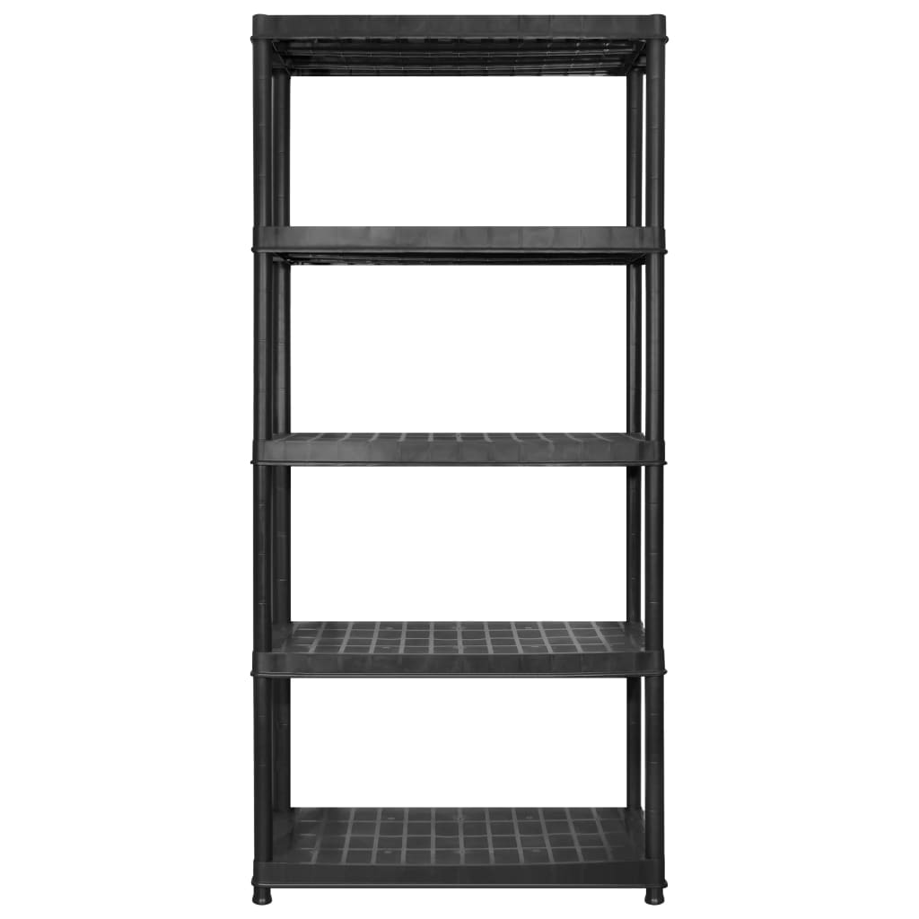 Unidade com 5 prateleiras 340x40x185 cm plástico preto