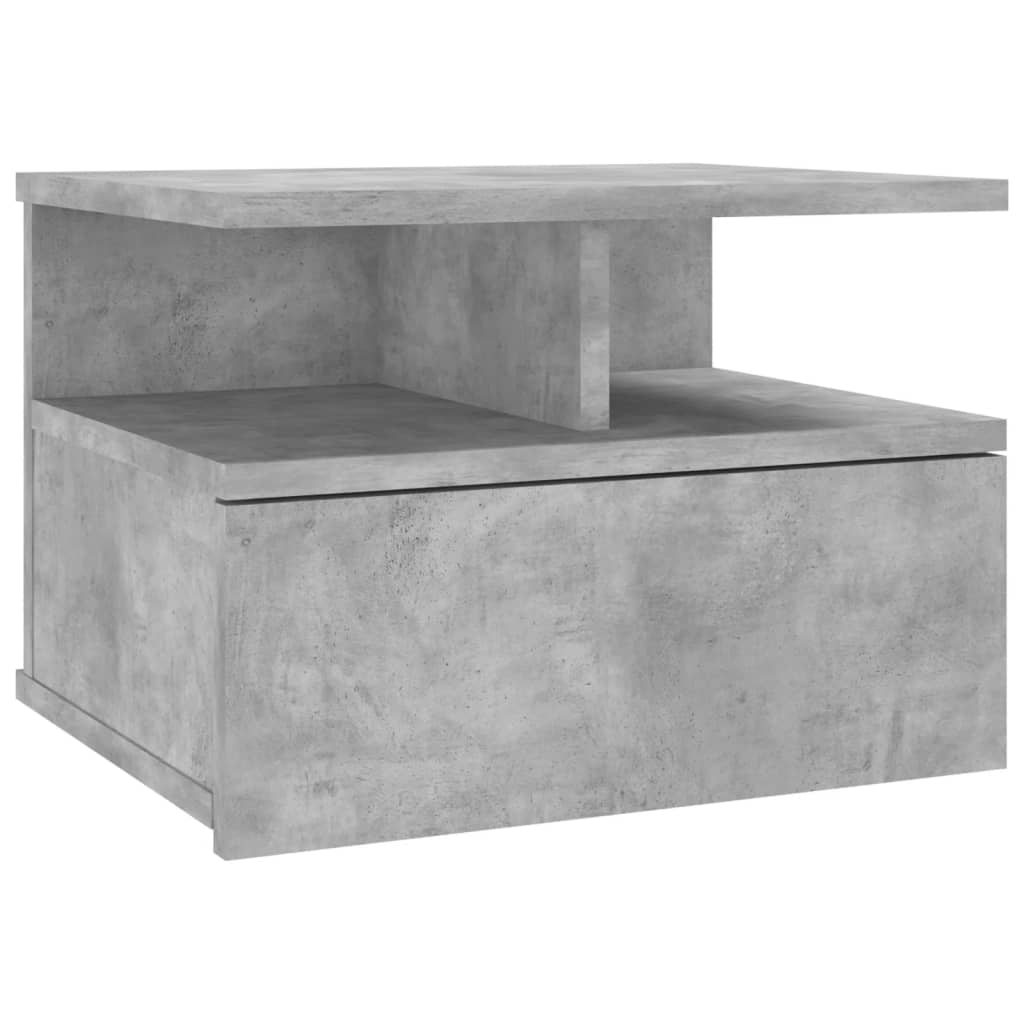 Mesa cabeceira suspensa 2pcs derivados madeira cinzento cimento