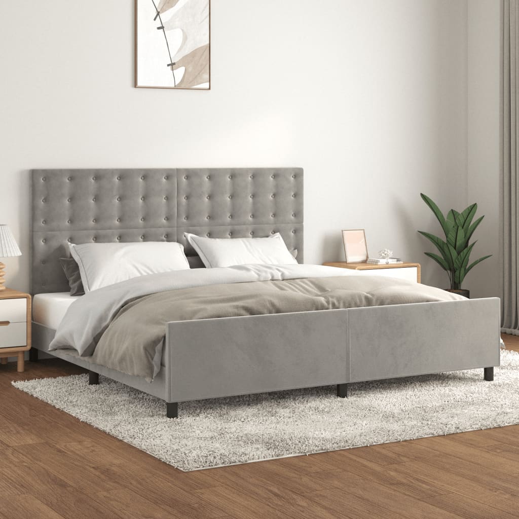 Estrutura de cama sem colchão 200x200 cm veludo cinzento-claro