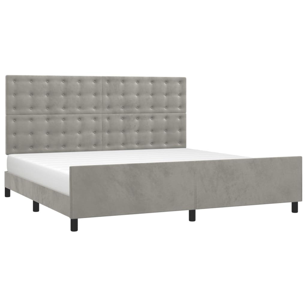 Estrutura de cama sem colchão 200x200 cm veludo cinzento-claro