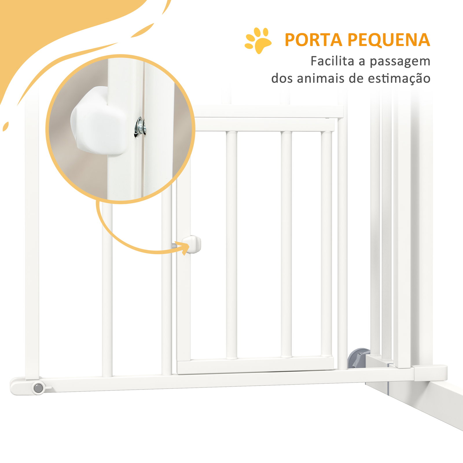 Barreira de segurança para cães 74-80 cm porta de segurança para animais com montagem a pressão e duplo bloqueio branco