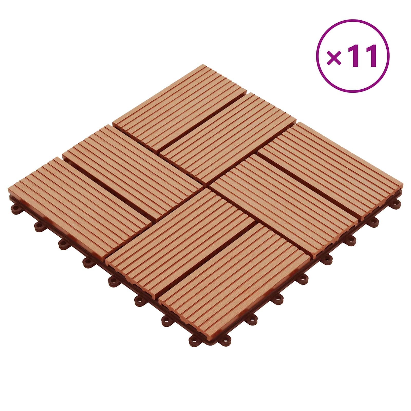 Telha de deck 11 unid. teca 30 x 30 cm wpc