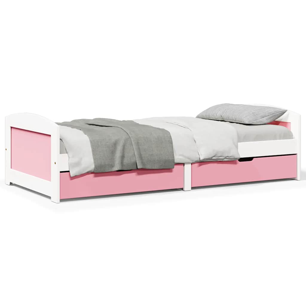 Sofá-cama com 2 gavetas sem colchão 90x200 cm irun branco&rosa