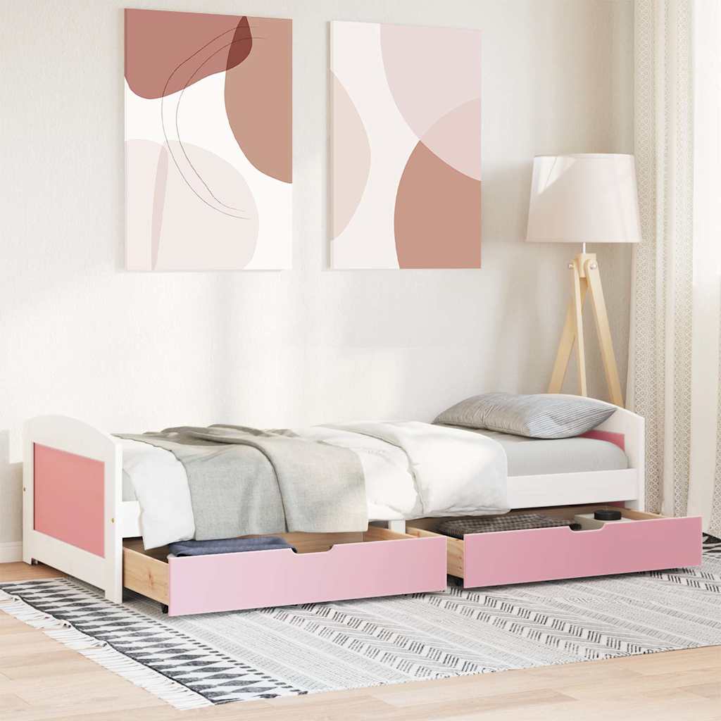 Sofá-cama com 2 gavetas sem colchão 90x200 cm irun branco&rosa