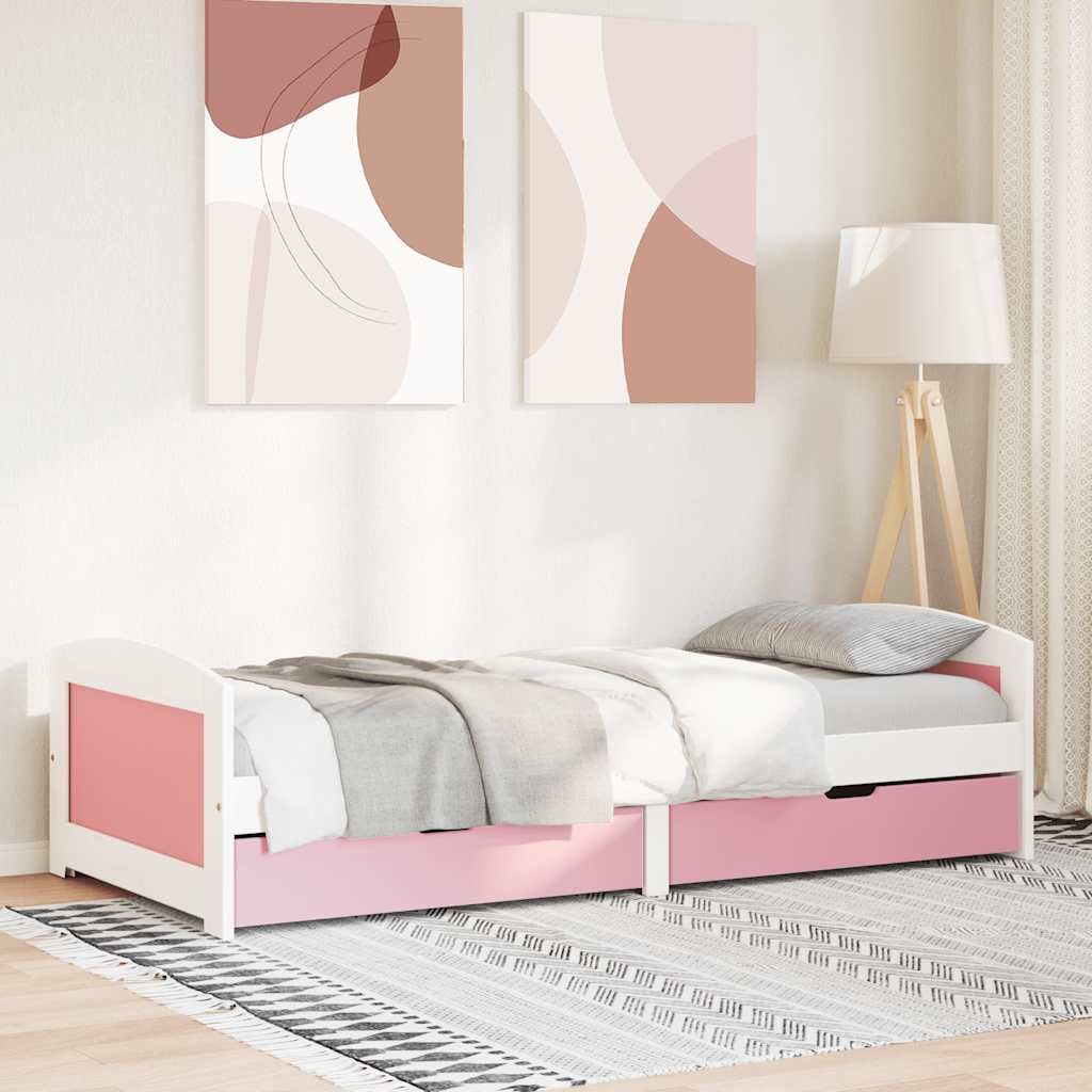 Sofá-cama com 2 gavetas sem colchão 90x200 cm irun branco&rosa