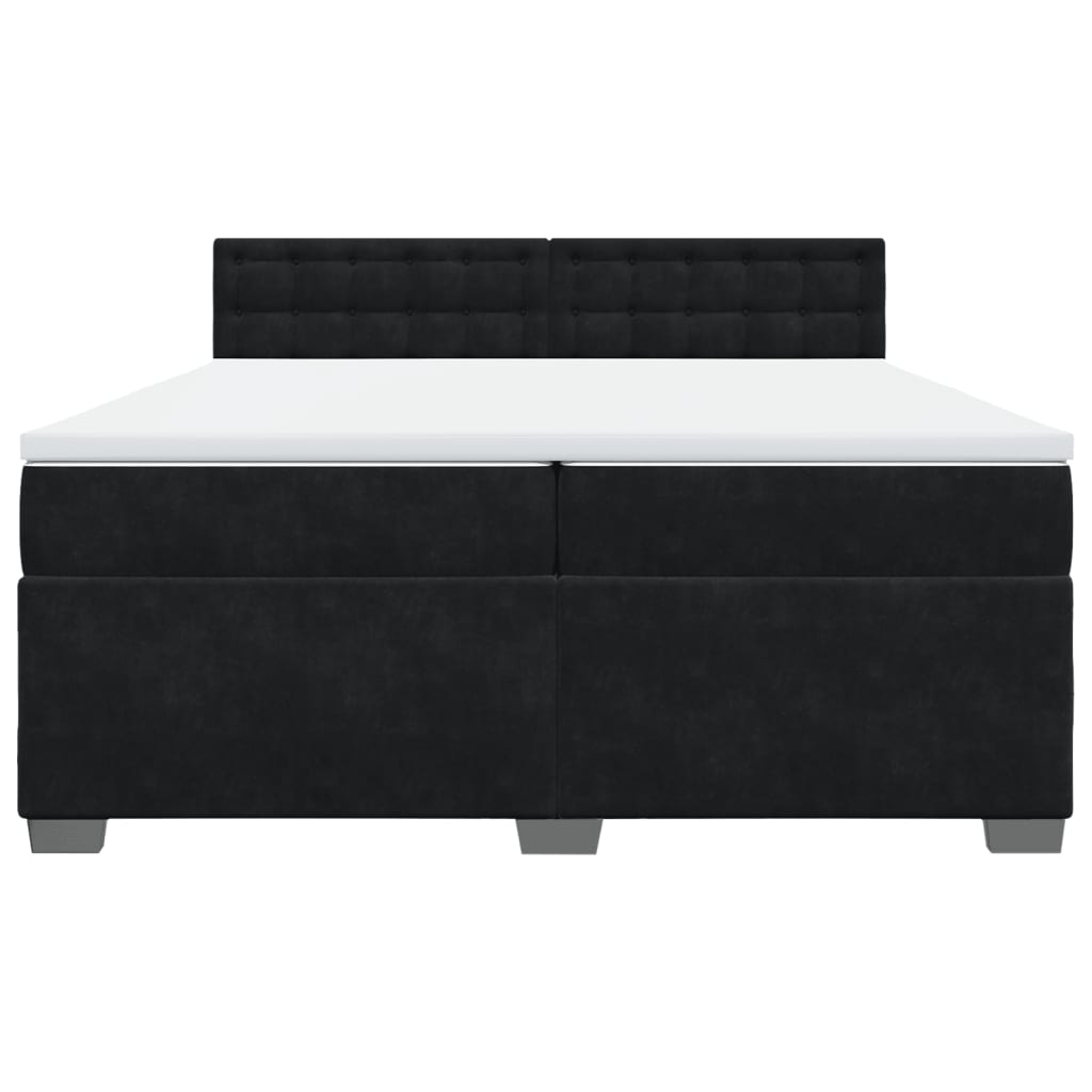 Cama com molas/colchão 200x200 cm veludo preto