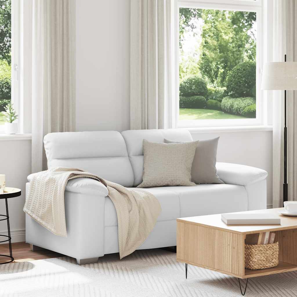 Sofá de 2 lugares branco, 160x81x84 cm, em couro sintético