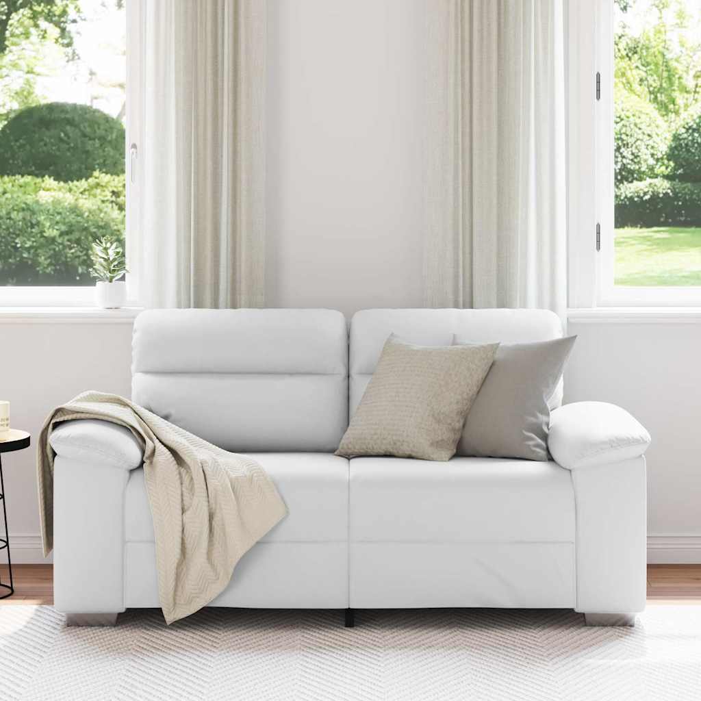 Sofá de 2 lugares branco, 160x81x84 cm, em couro sintético