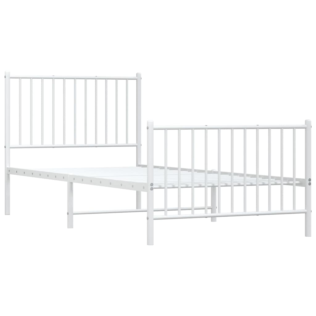 Estrutura de cama com cabeceira e pés 90x200 cm metal branco
