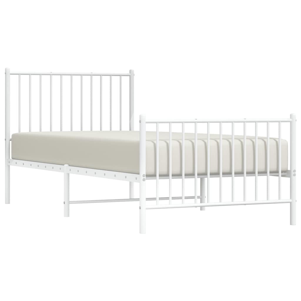 Estrutura de cama com cabeceira e pés 90x200 cm metal branco