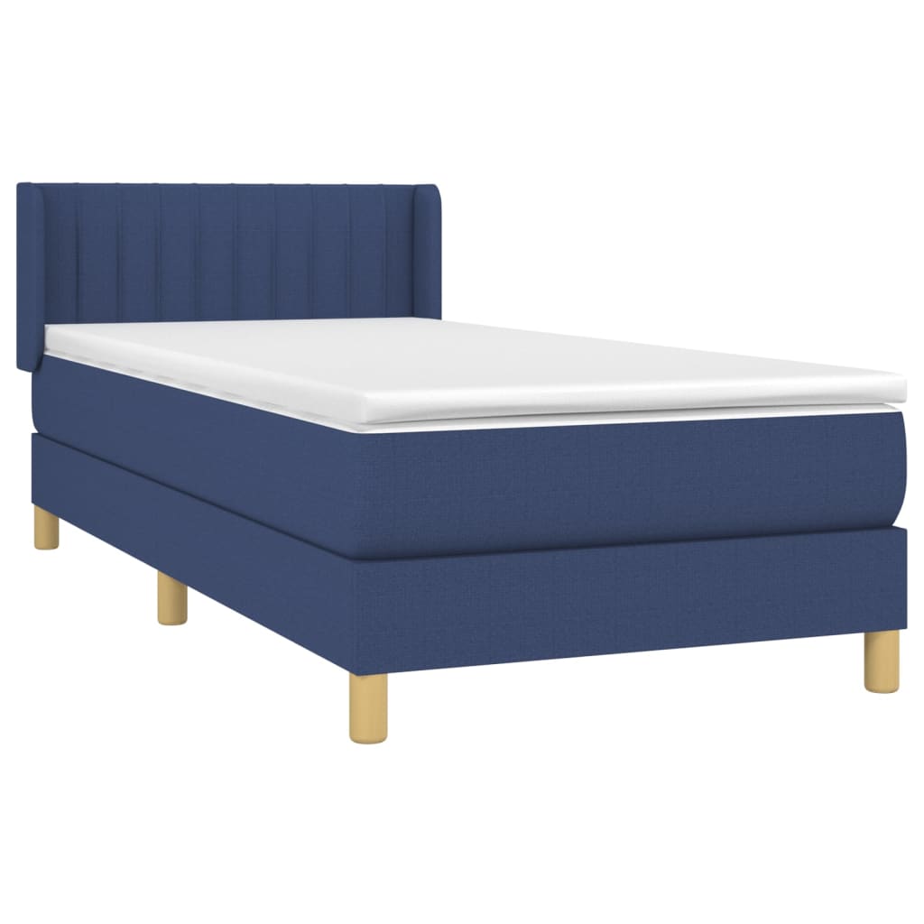 Cama com molas/colchão 100x200 cm tecido azul