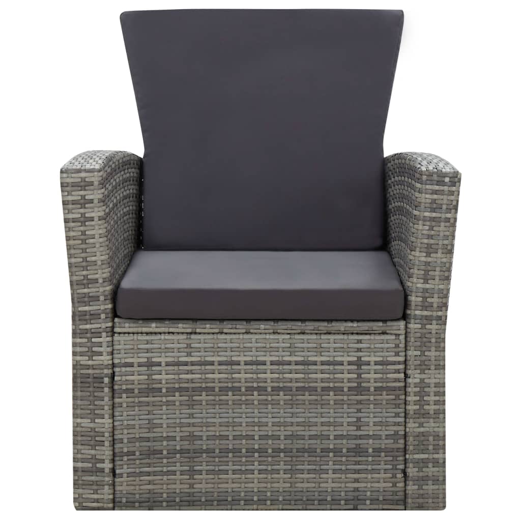 4 Pcs conjunto lounge de jardim c/ almofadões vime PE cinzento