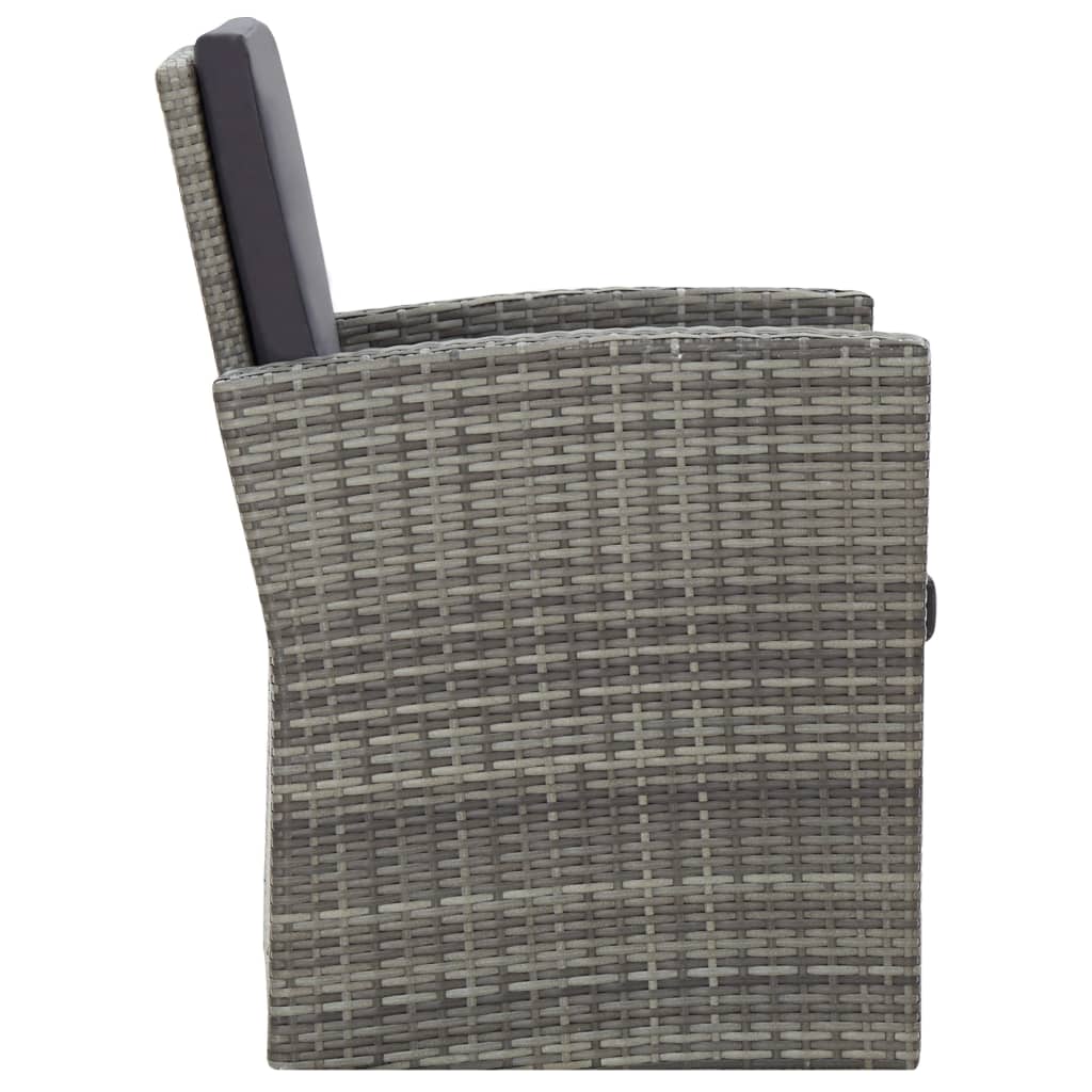 4 Pcs conjunto lounge de jardim c/ almofadões vime PE cinzento