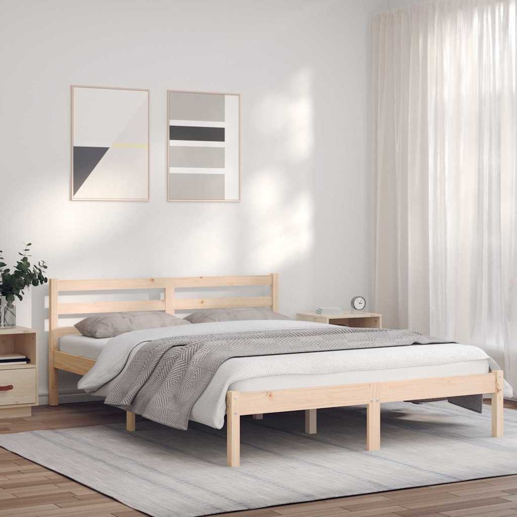 Estrutura da cama com cabeceira natural 208,5 x 157,5 x 69,5 cm
