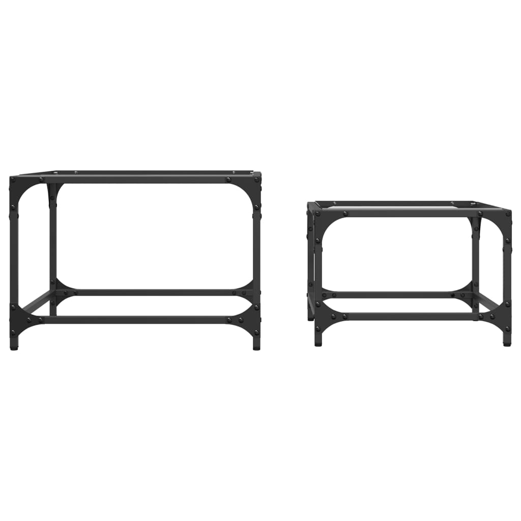 Mesas de centro encastrar 2 pcs c/ tampo vidro transparente aço
