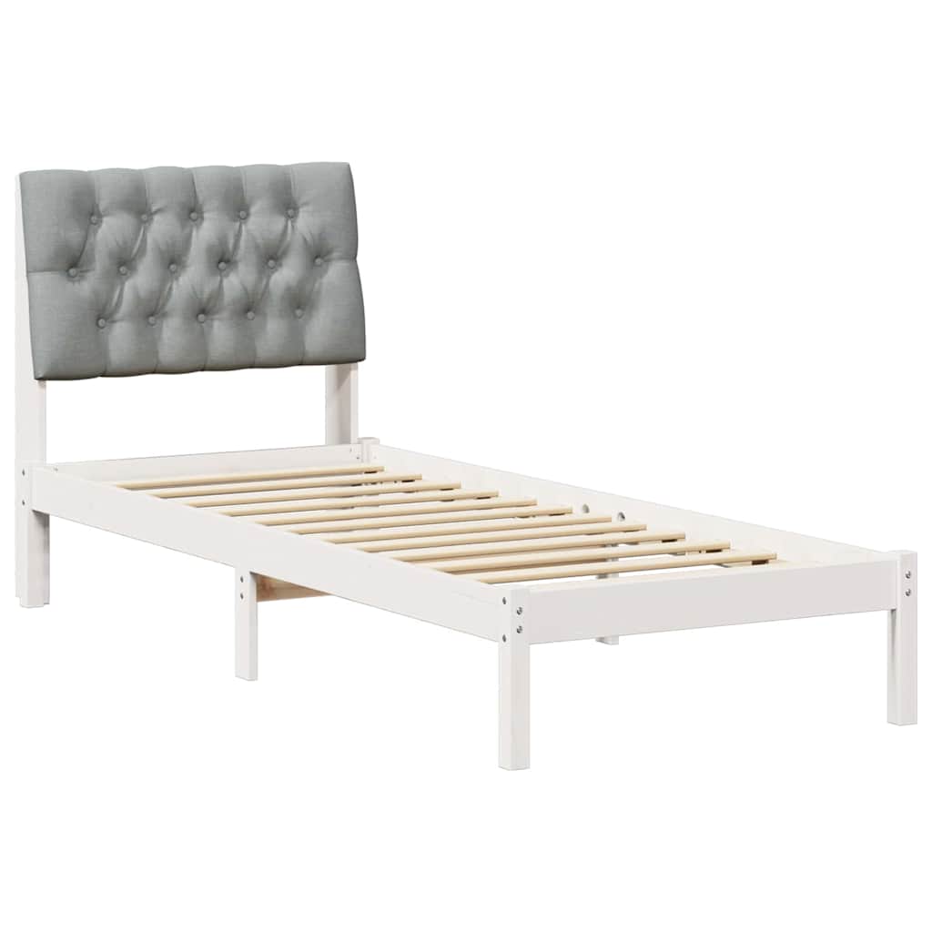 Estrutura de cama com cabeceira estofada branco 75 x 190 cm